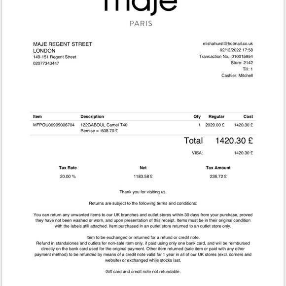 Maje Paris shearling tan jacket / coat embroidered - Picture 4 of 4